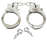 ELECTROPLATED SHINY SILVER PLASTIC HANDCUFFS WITH KEYS (Sold by the dozen)