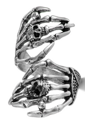 ADJUSTABLE SKELETON HANDS METAL BIKER RING ( sold by the piece)