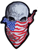 SKULL AMERICAN FLAG BANDANA EMBROIDERED PATCH 12 INCH (Sold by the piece)