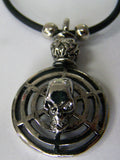 SKULL HEAD ON ROUND SHIELD 18 INCH ROPE NECKLACE ( sold by the piece or dozen )