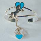 UNICORN WITH HEART CUFF SLAVE BRACELET W RING ON CHAIN (Sold by the piece)