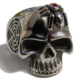 SKULL HEAD WITH SPIDER & WEB STAINLESS STEEL BIKER RING ( sold by the piece )