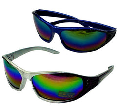 MENS WRAP AROUND RAINBOW LENSE SUNGLASSES  (Sold by the dozen)