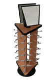TRIANGLE WOODEN BROWN 18 PAIR SUNGLASS DISPLAY RACK  (Sold by the piece) *- CLOSEOUT NOW $29.50 EA