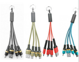 3 in 1 USB SQUID Cable Keychain Charger for Iphone, Type C, Micro USB (ASSORTED COLORS)