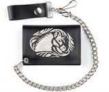 EMBROIDERED HORSE TRIFOLD LEATHER WALLETS WITH CHAIN (Sold by the piece)
