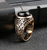 BLACK STONE GOLD VIKING STYLE METAL BIKER RING (sold by the piece)