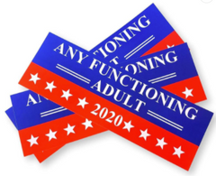 ANY FUNCTIONING ADULT 2020 POLITICAL ELECTION BUMPER STICKER (sold by the piece of dozen)