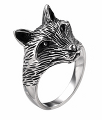 Norse fox head stainless steel ring (sold by the piece)
