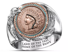 Eternal spirit of America native penny metal ring (sold by the piece)