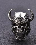 LARGE VIKING SKULL WITH HORNS METAL BIKER RING (sold by the piece)