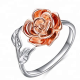 ADJUSTABLE ROSE WOMENS RING ROSE GOLD & SILVER (sold by the piece)