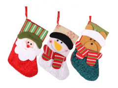 CUTE CHRISTMAS STOCKINGS! BEAR SANTA OR SNOWMAN (sold by the piece or dozen)
