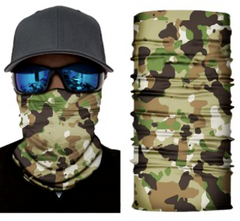 BLOTCHED GREEN CAMOUFLAGE MULTI FUNCTION SEAMLESS BANDANA WRAP ( sold by the piece or 10 PACK)