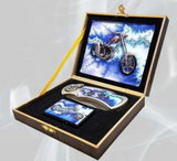 BLUE ARROW LIGHTNING SKY  MOTORCYCLE KNIFE WITH OIL LIGHTER BOXED KNIFE (Sold by the piece)