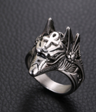 SILVER ANUBIS EGYPTIAN GOD WITH ANHK METAL RING (sold by the piece)