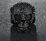 BLACK DECORATED SKULL METAL BIKER RING (sold by the piece)