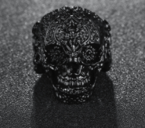 BLACK DECORATED SKULL METAL BIKER RING (sold by the piece)