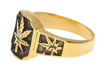 SQUARE GOLD  POT LEAF METAL BIKER RING (sold by the piece)