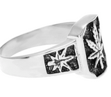 SQUARE SILVER POT LEAF METAL BIKER RING (sold by the piece)