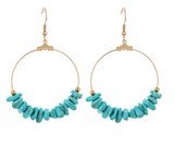 TURQUOISE STONE ROUND DANGLE EARRINGS  (SOLD BY THE PAIR)