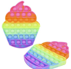 6.5" NEON CUPCAKE BUBBLE POP IT SILICONE STRESS RELIEVER TOY (sold by the piece )