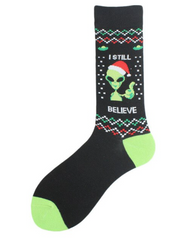 I STILL BELIEVE ALIEN CHRISTMAS Unisex Crew Socks  (sold by the pair)