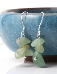 GREEN AVENTURINE STONE EARRINGS (sold by the pair)
