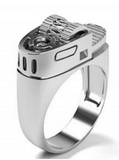 SILVER LIGHTER SHAPED  METAL BIKER RING ( sold by the piece)