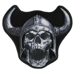 VIKING SKULL 3 X 3.5 INCH EMBROIDERED PATCH  (sold by the piece )