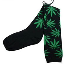 GREEN & BLACK POT LEAF LONG UNISEX SOCKS  (sold by the pair)