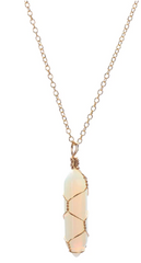 OPALITE WIRE WRAPPED GOLD 18" CHAIN NECKLACE ( sold by the piece or dozen)