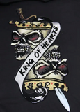 KING OF HEARTS SKULL BLACK SHORT SLEEVE TEE SHIRT (Sold by the piece)