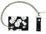 PLAYING DICE TRIFOLD LEATHER WALLETS WITH CHAIN (Sold by the piece)