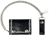 BARBED WIRE TRIFOLD LEATHER WALLETS WITH CHAIN (Sold by the piece)