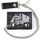 KEEP ON TRUCKIN TRIFOLD LEATHER WALLETS WITH CHAIN (Sold by the piece)