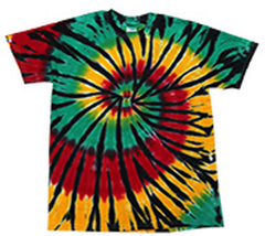 RASTA WEB RAINBOW SWIRL TIE DYED TEE SHIRT ( sold by the piece )
