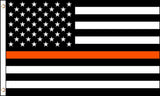 AMERICAN BLACK WHITE ORANGE THIN LINE police  3 X 5 FLAG ( sold by the piece )