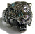 TIGER HEAD W STAR STAINLESS STEEL BIKER RING ( sold by the piece )