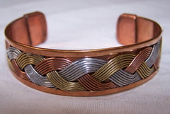 DELUXE THREE TONE COPPER BANGLE CUFF BRACELET ( sold by the piece or dozen )