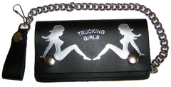 TRUCKER GIRLS  6 INCH BIKER / TRUCKER LEATHER WALLET WITH CHAIN (Sold by the piece)