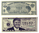 DONALD TRUMP 2018 PENCE DOLLAR FAKE MONEY BILL (Sold by the pad of 25 bills )