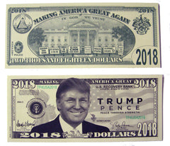 DONALD TRUMP 2018 PENCE DOLLAR FAKE MONEY BILL (Sold by the pad of 25 bills )