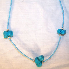 TURQUOISE NUGGET BEAD NECKLACES ( sold by the piece or  dozen )