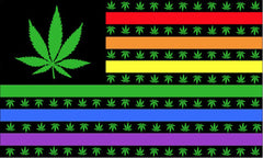 USA POT LEAF MARIJUANA RAINBOW 3 X 5 FLAG ( sold by the piece )