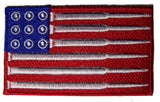 RED WHITE & BLUE AMERICAN FLAG BULLET SHELL EMBROIDERED PATCH ( sold by the piece )