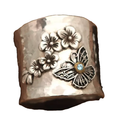 BUTTERFLY AND FLOWERS WITH JEWEL EMBOSSED METAL RING ( sold by the piece or dozen)