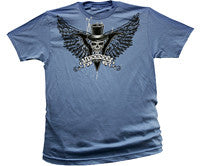 magic SKULL HAT WING LIGHT BLUE TEE SHIRT ( sold by the piece )