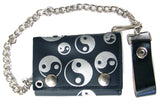 MULTIPLE YIN YANG TRIFOLD LEATHER WALLETS WITH CHAIN (Sold by the piece)