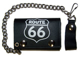 ROUTE 66 TRIFOLD LEATHER WALLET WITH CHAIN (Sold by the piece)